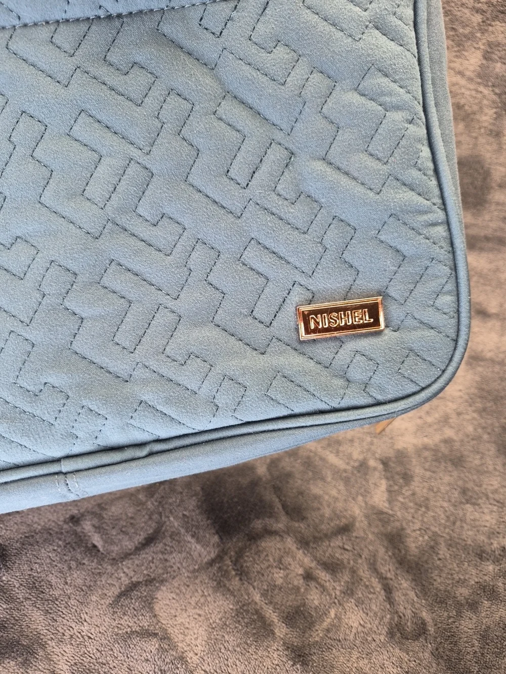 Nishel 4 Sections Travel Bag Cosmetic Organizer with Hook Blue Green Gold Tone